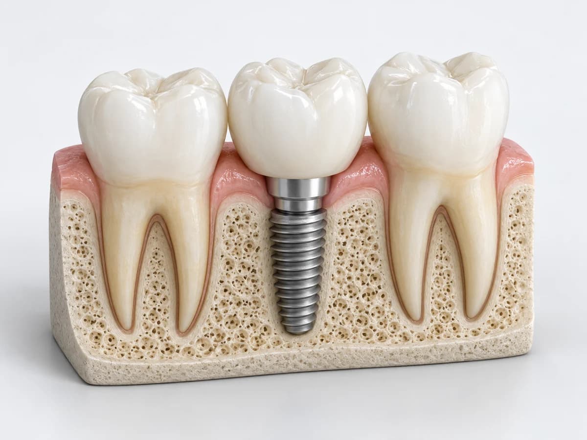 Titanyum implantın çene kemiği içindeki yapısı — Derya Klinik